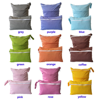 Ensemble de deux sacs étanches de couleur unie - Organisateur de couches lavables en tissu, pochette de rangement réutilisable pour tampons de maquillage et coussinets d'allaitement