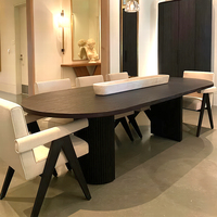 BYRON EMPERADOR Ensemble de table à manger ovale en bois massif fait à la main Mobilier de luxe vintage en chêne pour salle à manger d'inspiration RH