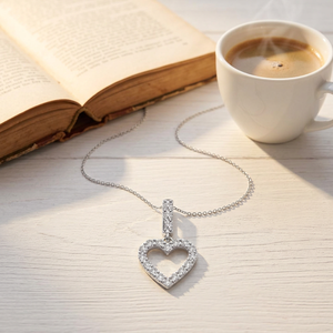 จี้เพชรทรงกลมแบบเปิดหัวใจ ผลิตในห้องปฏิบัติการ ทอง 10K 14K 18K เงิน 925 935 ชุบโรเดียม ของขวัญงานแต่งงานสุดโรแมนติก เครื่องประดับสำหรับงานปาร์ตี้ - Product Image 1