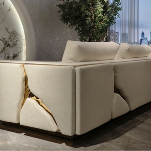 Nouveau titane or en forme de L canapé ensemble <span class=keywords><strong>luxe</strong></span> artistique concepteur grande maison canapé personnalisé salon grand canapé Villa entraîneur - Product Image 4