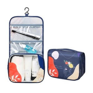 Personalizado Cremallera Baño Pvc Oxford Inodoro Azul Viaje Roll Up Wash Toiletry Aislado Colgador Maquillaje Cepillo Organizador Bolsa Hombres - Product Image 1