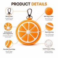 Lage minimale bestelhoeveelheid op maat gemaakte fruit pluche speelgoed sinaasappelplak design op maat gemaakte pluche sleutelhanger zacht gevuld tasbedeltje met metalen sluiting voor promotionele doeleinden