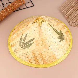 Sombrero de Pescador de Bambú y Ratán <span class=keywords><strong>Retro</strong></span> Chino, Sombrero de Paja Tejido a Mano, Accesorio para Turismo, Baile bajo la Lluvia, Protección Solar - Product Image 5