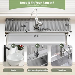 Tapis de protection pour robinet d'évier de cuisine, 24 pouces, en silicone, anti-éclaboussures, 7 ° Tapis de robinet auto-drainant à séchage rapide et à drainage rapide pour un rangement impeccable - Product Image 4