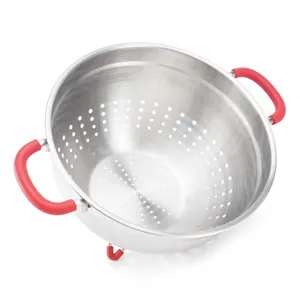 Easy Grip Micro Perforated 5 Quart Metal fruit basket kitchen strainer types stainless steel colanders