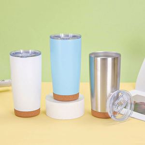 Gobelet isotherme promotionnel personnalisé de 20 oz, en acier inoxydable, avec fond en liège, isolation thermique, pour usage au bureau - Product Image 3