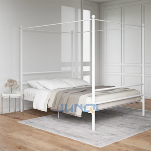 Junqi factory OEM ODM produttore appartamento dormitorio letto cotone zanzariera letto baldacchino letto singolo in metallo quadrate - Product Image 3