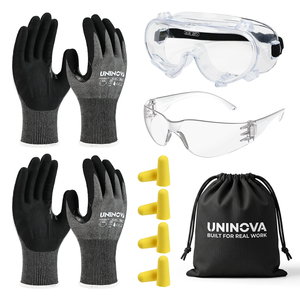 Kit de sécurité EPI tout-en-un sans tracas avec lunettes anti-coupure ANSI Z87.1, bouchons d'oreilles et rangement - Product Image 1