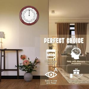 Horloge murale hebdomadaire personnalisée, cadre rond en bois massif, horloge hebdomadaire avec marques de <span class=keywords><strong>midi</strong></span> et de <span class=keywords><strong>minuit</strong></span>, silencieuse, à fixer au mur - Product Image 4