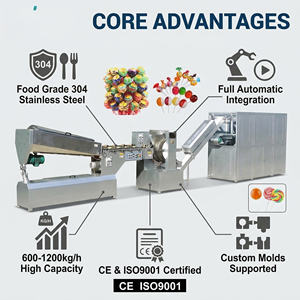 Máquina Industrial para Hacer Dulces de Goma, Caramelos de Gelatina y Piruletas, con Capacidad de 150 kg/h, Personalizable y Automática - Product Image 3