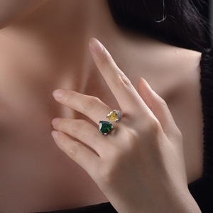 Anillo de compromiso de piedra de corazón doble de Plata de Ley 925, chapado en oro blanco, nuevo anillo clásico en forma de corazón para regalo de fiesta de boda - Product Image 6