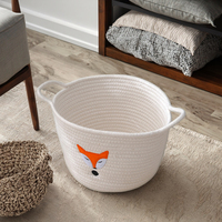 Fox Design Home Panier de rangement Panier cylindrique tissé en corde de coton pour jouets et vêtements sales
