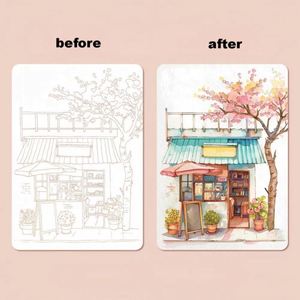 สมุดวาดภาพพับสามตอนแบบพกพาสำหรับผู้ใหญ่ ระบายสีด้วยสีกัวชและสีน้ำ ช่วยคลายเครียด พร้อมกระดาษโน้ตแบบติดได้ พิมพ์ลายตามสั่ง - Product Image 4