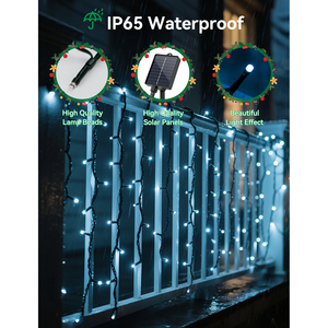 Aigostar all'aperto luci della tenda di natale 100 LED 8 modalità IP65 solare USB per feste - Product Image 3