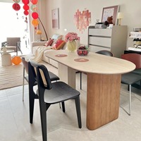 Ensemble de table à manger en bois massif DISHI, assemblé, plateau en marbre, meubles pour la maison, salon, appartement, villa, hôtel, salle à manger