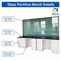 Banc de travail de laboratoire contemporain entièrement en acier, portes à charnières, surface époxy, modèle 1500/2000*750*800 pour laboratoire scientifique, école, atelier