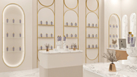 Meubles de présentation de parfums modernes, comptoir de présentation de parfums sur mesure pour boutique de parfums