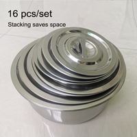 Ensemble de 8 casseroles en acier inoxydable pour cuisines à induction, cuisines indiennes, avec couvercles