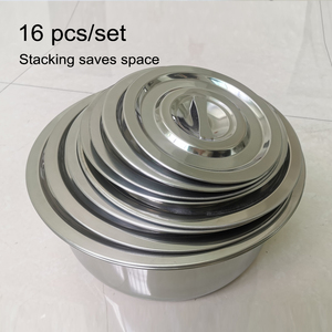 Ensemble de 8 <span class=keywords><strong>casseroles</strong></span> en acier inoxydable pour cuisines à induction, cuisines indiennes, avec couvercles - Product Image 4