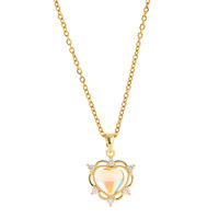 Collier Femme Tendance en Acier Inoxydable Or 18K avec Pendentifs Cœur Papillon Zircon Perle Délicate Fleur Feuille
