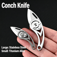Couteau utilitaire portable à lame D2 haute dureté, disponible en grandes et petites tailles, design coquillage, couteau de poche pliant avec porte-clés