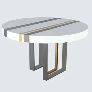 מפעל באיכות גבוהה סיבי זכוכית מחוזק בטון שולחן MDF צורה עגולה קפה שולחן אוכל שולחן