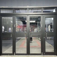 Porte battante double action en aluminium KFC avec panneau en verre trempé à retour automatique bidirectionnel pour entrée commerciale de restaurant