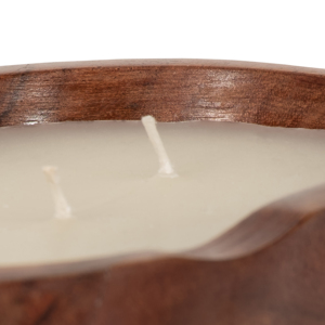 Ciotola ovale in legno con candela profumata alla vaniglia, piccolo accessorio decorativo per uso interno ed esterno - Product Image 4