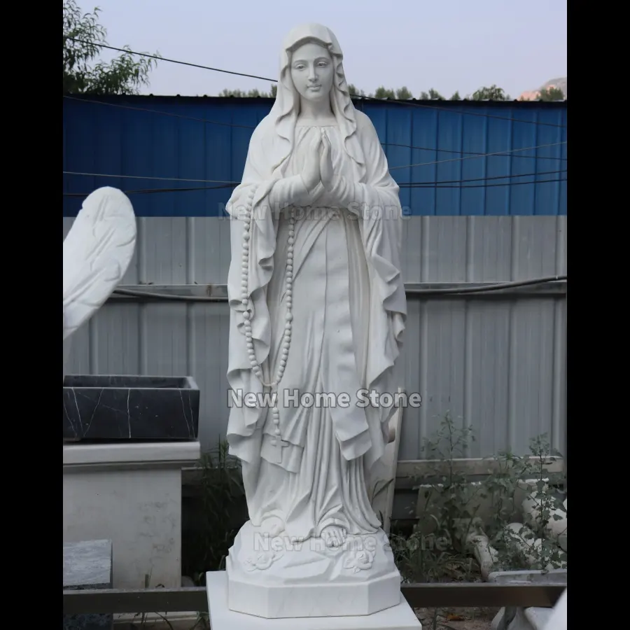 Statua di marmo nostra signora di grazia a grandezza naturale all'aperto religiosa vergine maria statua di marmo