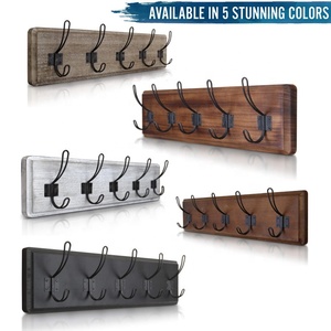<span class=keywords><strong>Perchero</strong></span> de Pared Multifuncional de Madera Blanca Lavada y Hierro, con Ganchos y Rieles Metálicos, Tamaño y Color Personalizables - Product Image 2