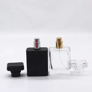 도매 30ml 50ml 투명 블랙 유리 향수 병/향수 화장품 포장