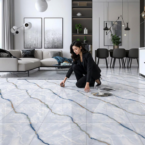 Cloudy Dyna - Azulejos de Porcelana Brillante de 24x24 Pulgadas, Efecto Mármol Blanco, Colección Digital para Pisos Interiores - Product Image 4