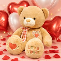Boneka Beruang Teddy Lucu dan Manis dengan Pita Gingham untuk Hadiah Valentine