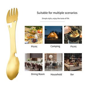 Utensile <span class=keywords><strong>Multifunzione</strong></span> 5-in-1 in Acciaio Inox, Spork con Apribottiglie per Escursionismo e Backpacking - Product Image 6