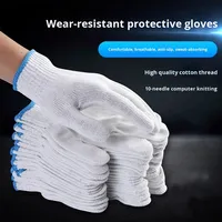 Gants de travail en coton de haute qualité, blanchis, antidérapants, résistants aux déchirures, longueur 24 cm, pour la construction, le jardinage, la sécurité, Jianlong