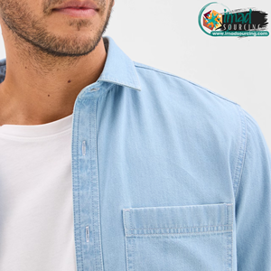 Chemise en jean premium pour homme, manches longues, respirante, en coton doux, décontractée, boutonnée, confortable, pour tous les jours, vêtements de travail - Product Image 6
