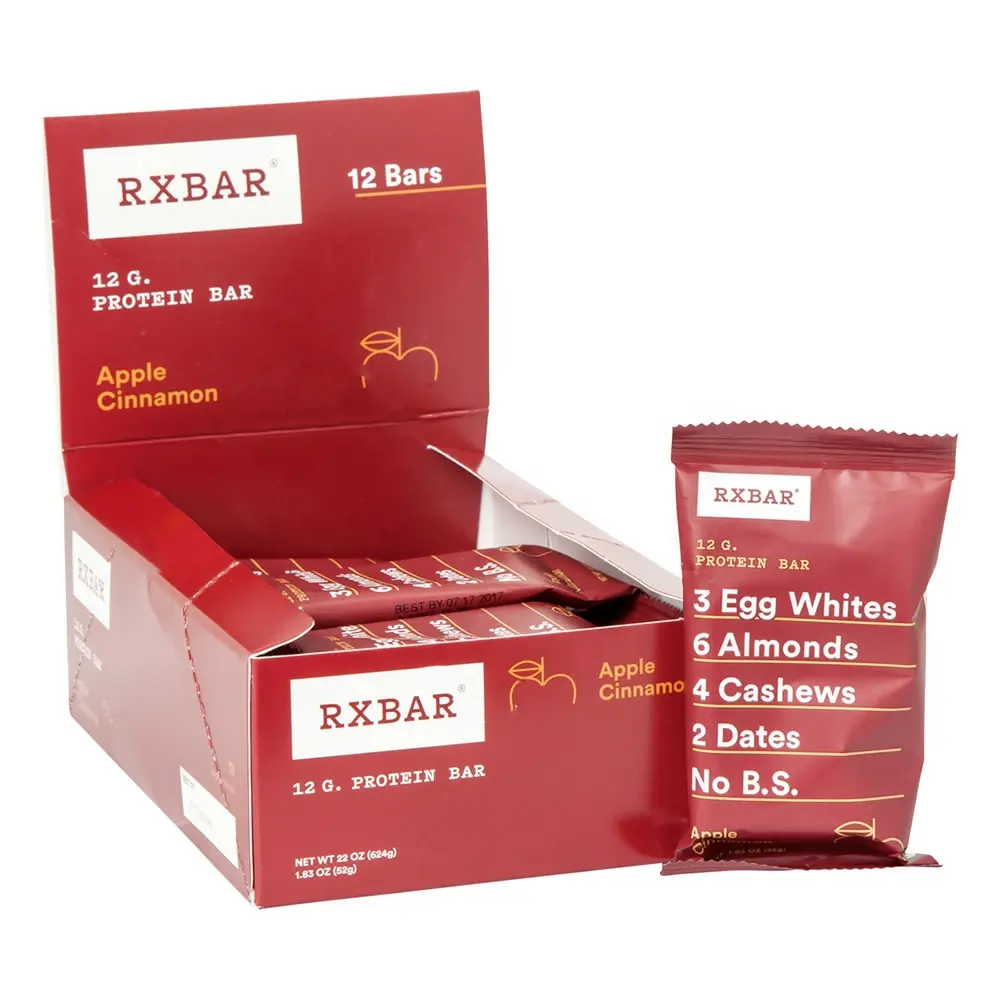 Red Protein Bar Cookie display box packaging with logo