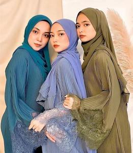 Recién llegado, traje de 2 piezas, encaje plisado bordado, Túnica de <span class=keywords><strong>lentejuelas</strong></span>, hijab, conjuntos de mujeres musulmanas, ropa islámica jalabiya - Product Image 6