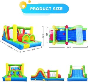 レインボーレーサーインフレータブル障害物コースバウンサーラージスライドクライミングウォールコンボ - Product Image 2