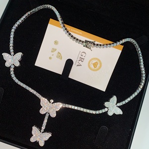 Collar de Cadena de Tenis con Diseño de Mariposa y Moissanita, Plata de Ley 925, Estilo Hip Hop, Regalo para Mamá - Product Image 1