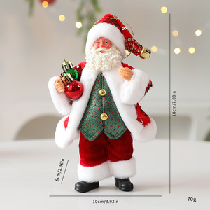 Vente en gros de figurines de Noël suspendues en plastique de luxe, style vintage, ornements de Père Noël en peluche, avec bordure dorée, écologiques, pour la décoration de l'arbre - Product Image 5