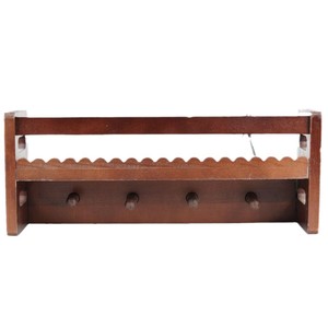 Wooden Wall-Mounted Storage Rack With <b>Hooks</b> For Coats Hats Keys Home Living Room Organizer Retro Style - Product Image 3