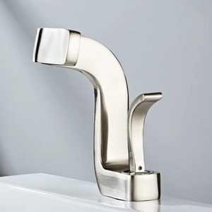 Robinet de lavabo artistique pour salle de bain, mitigeur de luxe pour hôtel, or et blanc, à poignée unique, en laiton, avec cascade - Product Image 6