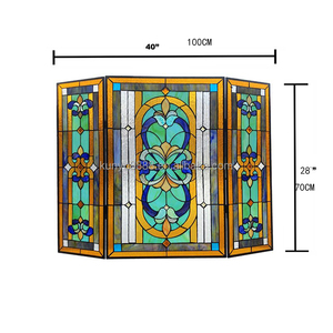 Paravent de cheminée victorien pliable en 3 parties, en verre teinté style cathédrale, sur mesure, fabriqué en Chine, taille 100*70CM - Product Image 6