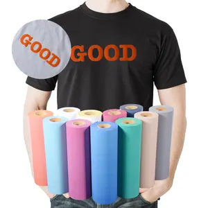 Supplier wholesale colorful vinyl assorted colors htv flock pu flex textil heat transfer vinyl htv rolls for clothing