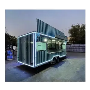BBQ Camion de comida Ice Cream Hot Dog Pizza Coffee Cart Street Kiosk Fully Equipped Food Truck Trailer with Full Kitchen