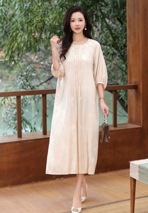 Abito da festa in spiaggia in seta stampata Jacquard di alta qualità stile francese Design della città portuale per vacanze Casual pendolarismo di lusso naturale - Product Image 2