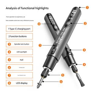 Kabelloses Rotationswerkzeug-Set, Digitales Mini-Elektro-Graviergerät mit LED-Licht für DIY-Gravur, Polieren und Bohren - Product Image 1