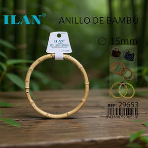 Anello in Bambù Ilan 15mm Colore Naturale Accessorio di Moda - Product Image 3