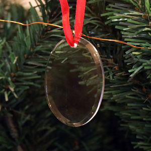 MH-DS0292 Incisione Personalizzata Chiaro Albero Di Natale Decorazione di Vetro di Forma Ovale Appeso Smussato Albero Di Natale di Vetro Ornamento - Product Image 3